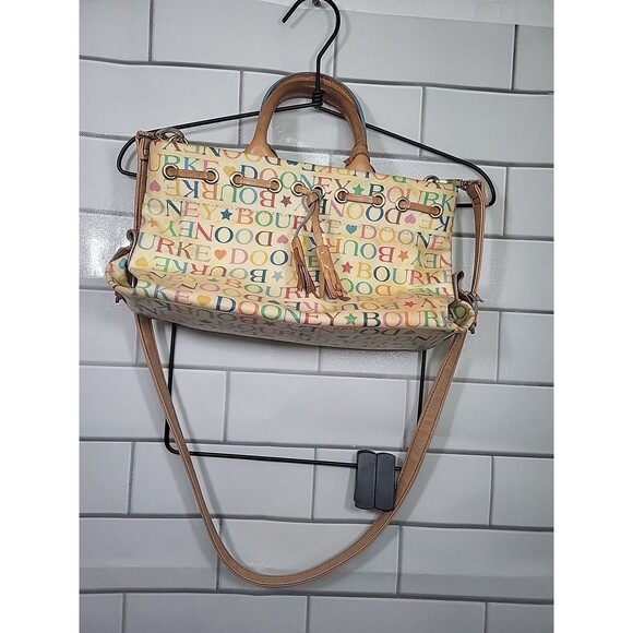 Vintage Dooney & Bourke Rainbow Magnetic Tassel Tote w/Heart Emblem *READ - Picture 1 of 11